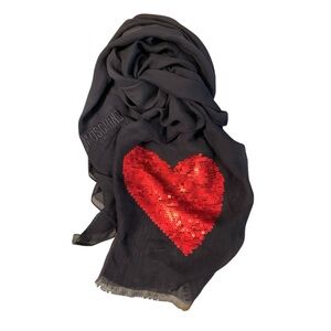 MOSCHINO Cheap and Chic Black Silk Sequin Scarf